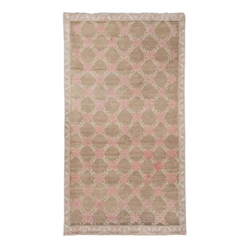 Pastel Blue Color Vintage Oushak Rug, Woven Tribal Flat | Area Rug in Rugs by Vintage Pillows Store. Item made of cotton & fiber