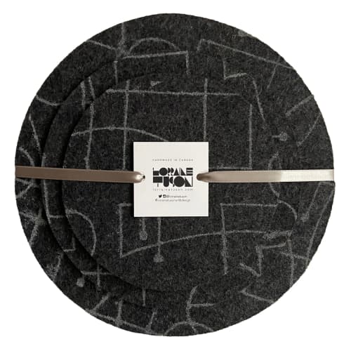 Trivet Set Merino Wool Felt 'Chalkline' Charcoal | Coaster in Tableware by Lorraine Tuson
