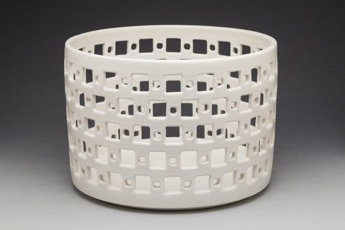 Mid-Century Square Patterned Fruit Bowl | Decorative Bowl in Decorative Objects by Lynne Meade. Item composed of ceramic