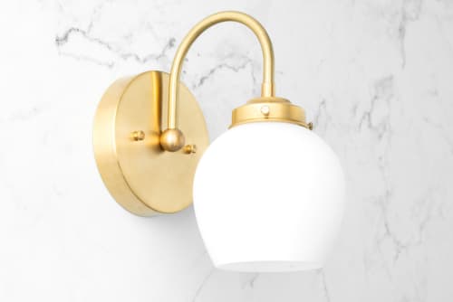Curved Sconce Light - Brass Wall Light - Model No. 7283 | Sconces by Peared Creation. Item composed of brass
