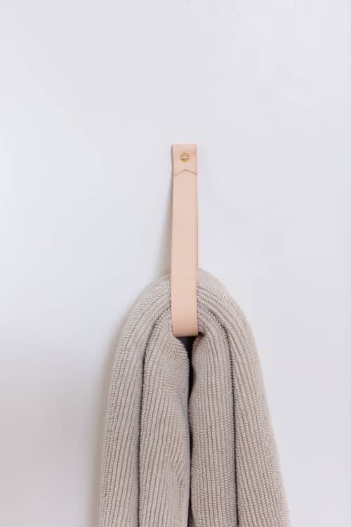 Large Leather Wall Strap [Flag End] | Storage by Keyaiira | leather + fiber | Artist Studio in Santa Rosa. Item composed of leather