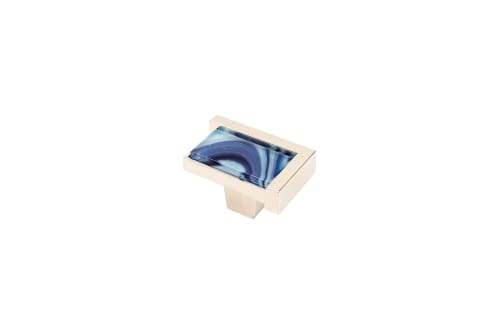 Astratto Stratosphere Rectangle Knob With Polished Nickel | Hardware by Windborne Studios. Item made of glass