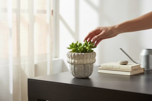 Dusty Salt Knit Planter Classic | Vases & Vessels by RAW & UNIQ