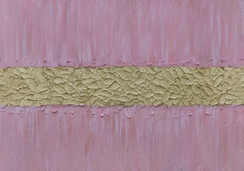 Large pink painting gold leaf art painting gold wall art | Oil And Acrylic Painting in Paintings by Berez Art. Item composed of canvas in minimalism or modern style
