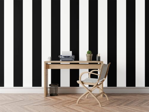 Black & White Horizontal Stripes — Classic Stripes Luxury Wallpaper Mural | Wall Treatments by ELLE WALLS