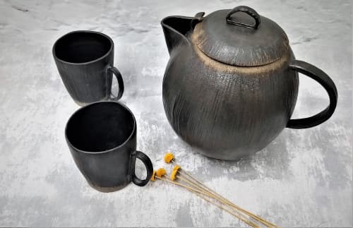 Ceramic Mug Set With Teapot | Serveware by YomYomceramic. Item composed of ceramic