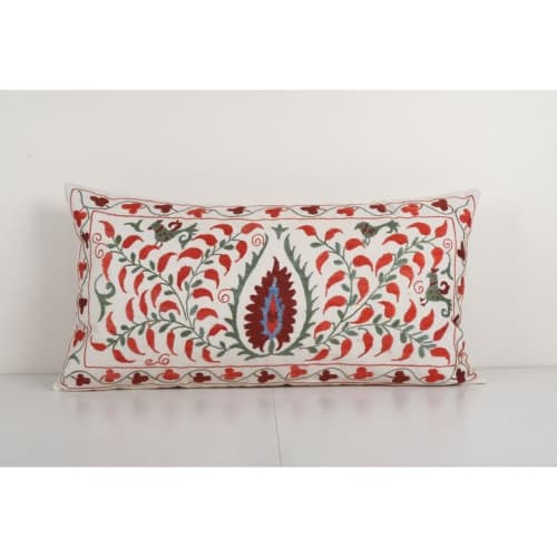 Red Tree of Life Pillow Case Made Out of a Vintage Uzbek Sam | Cushion in Pillows by Vintage Pillows Store