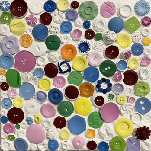 Button Box 10"x10" | Mixed Media in Paintings by Emeline Tate. Item made of synthetic