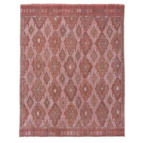 1970s Vintage Petite Embroidered Turkish Cicim Jajim Rug | Area Rug in Rugs by Vintage Pillows Store. Item made of cotton with fiber