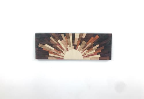Oak City Sunrise | Wall Sculpture in Wall Hangings by StainsAndGrains. Item composed of wood and metal in contemporary or industrial style