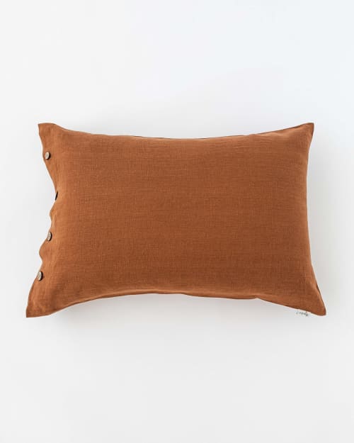 Linen Pillowcase With Buttons | Pillows by MagicLinen. Item composed of fabric