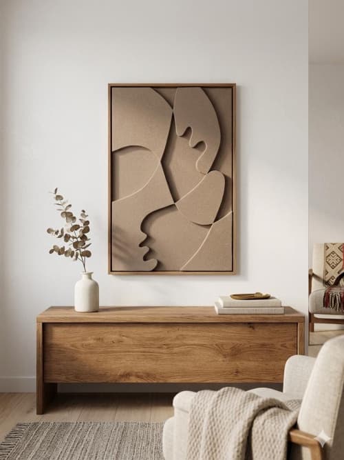Modern 3D Plaster Wall Art: Textured Sandy White Relief Sculpture | Wall Sculpture in Wall Hangings by Vaiva Art Atelier