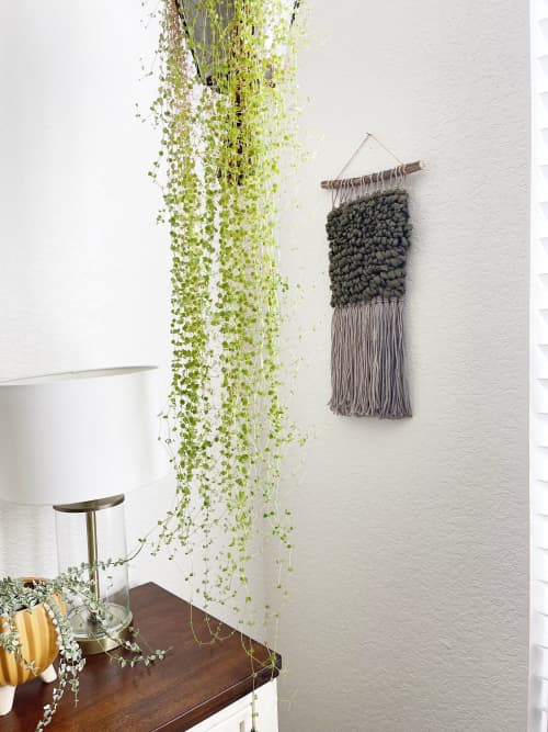 Dark Green Textured Woven Wall Hanging | Wall Sculpture in Wall Hangings by Mpwovenn Fiber Art by Mindy Pantuso