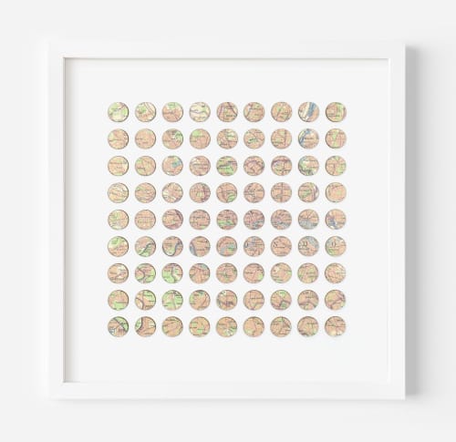Eighty One Pink London Map Dots Collage | Paintings by Amelia Coward