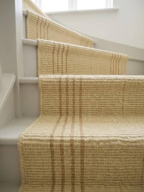 Handwoven Sand Beige Wool Runner Rug | Timeless Linear Stripe Rug for Stair Runner, Hallway & Entryway | Cozy Area Rug for Modern Interiors | Rugs by Evergreen C