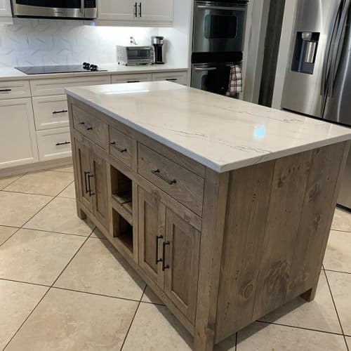 Model #1062 - Custom Kitchen Island | Countertop in Furniture by Limitless Woodworking. Item made of maple wood compatible with mid century modern and contemporary style
