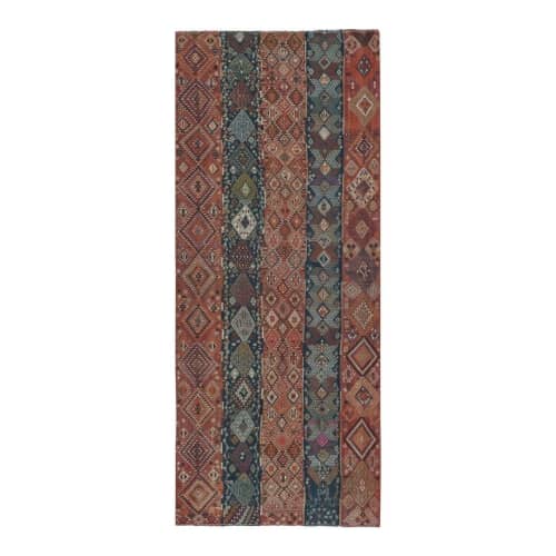 1970s Vintage Turkish Cicim Embroidered Kilim Rug 5'1" X 12' | Runner Rug in Rugs by Vintage Pillows Store. Item composed of cotton