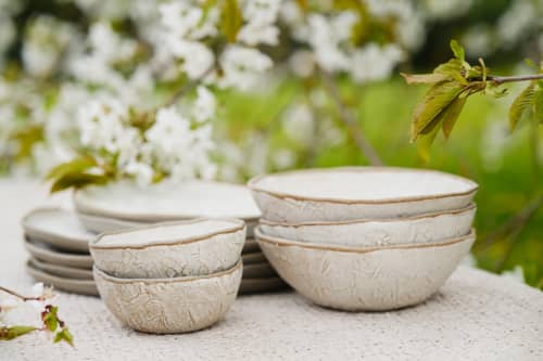 Classic Matte White Leaf - dinner set (16 or 32-piece) | Bowl in Dinnerware by Laima Ceramics. Item composed of stoneware