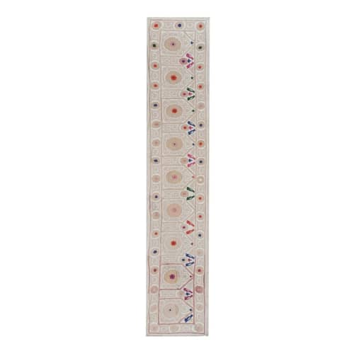 1960s Bird Motfis Pink Suzani Table Runner Vintage C.Asian T | Linens & Bedding by Vintage Pillows Store. Item made of cotton