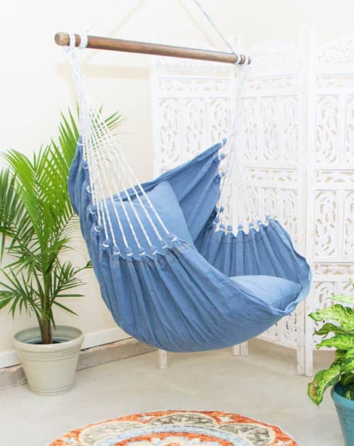 Blue Jeans Denim Hammock Chair Swing | DENIM | Chairs by Limbo Imports Hammocks. Item composed of cotton