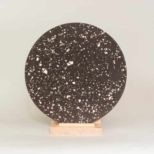 Round Terrazzo 11" - Dark Brown | Decorative Tray in Decorative Objects by Tropico Studio. Item composed of stoneware