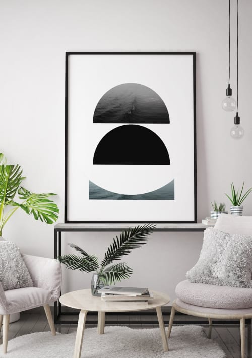 Minimalist Abstract Geometric Scandinavian Art, Large Black | Prints by Capricorn Press. Item made of paper compatible with boho and minimalism style