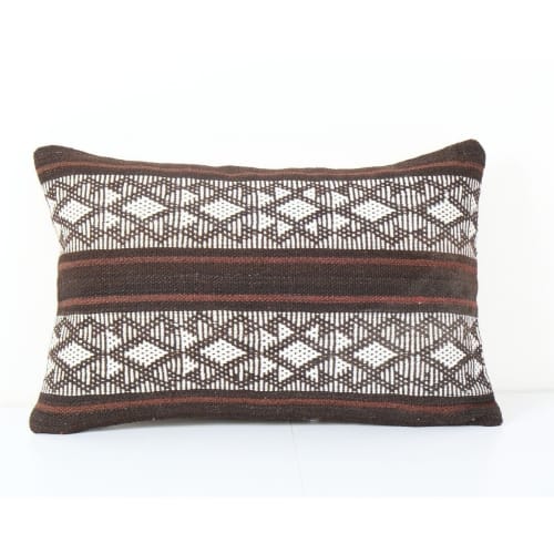 Ethnic Goat Hair Lumbar Kilim Pillow Cover from Anatolian | Sham in Linens & Bedding by Vintage Pillows Store. Item composed of cotton