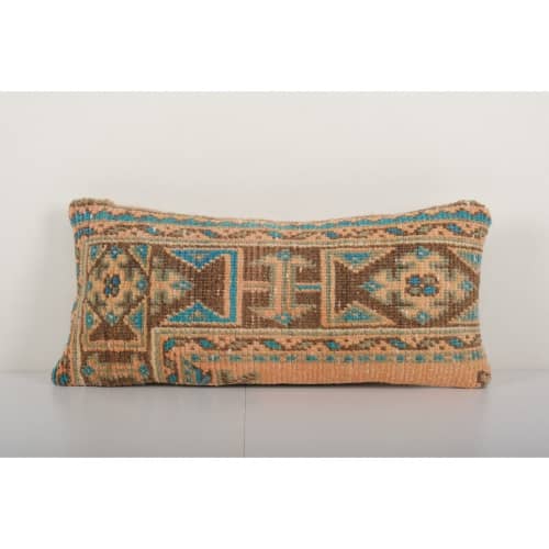 Turkish Wool Carpet Rug Cushion Cover, Handwoven Oushak | Sham in Linens & Bedding by Vintage Pillows Store. Item composed of cotton