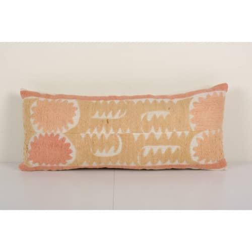 Yellow Suzani Lumbar Pillow Case Fashioned | Sham in Linens & Bedding by Vintage Pillows Store. Item made of cotton