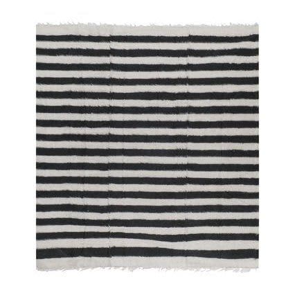 Square Turkish Striped Mohair Kilim Rug 7'4'' X 7'10'' | Area Rug in Rugs by Vintage Pillows Store