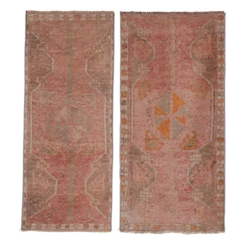 Vintage Faded Turkish Oushak Rug - Set of Two | Area Rug in Rugs by Vintage Pillows Store. Item made of cotton & fiber