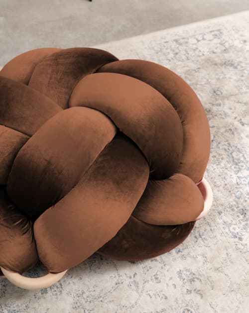 (M) Acorn Velvet Knot Floor Cushion | Pillows by Knots Studio. Item made of wood & fabric