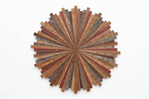 Starburst Reclaimed Wood Wall Art | Circular Wooden Wall Scu | Wall Sculpture in Wall Hangings by Craig Forget. Item made of wood works with mid century modern & contemporary style