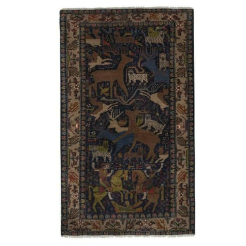 Vintage Abstract Animal Garden Caucasian Rug 2'12'' x 4'8'' | Area Rug in Rugs by Vintage Pillows Store. Item made of cotton & fiber
