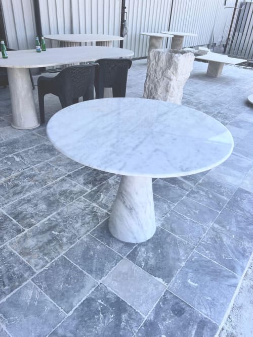 Carrara Marble Coffee Table: Round White Stone, Custom Order | Tables by AEGEAN MARBLE ARTISAN ATELIER