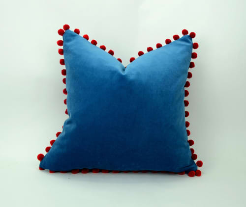 Blue pom hot sale pom pillow