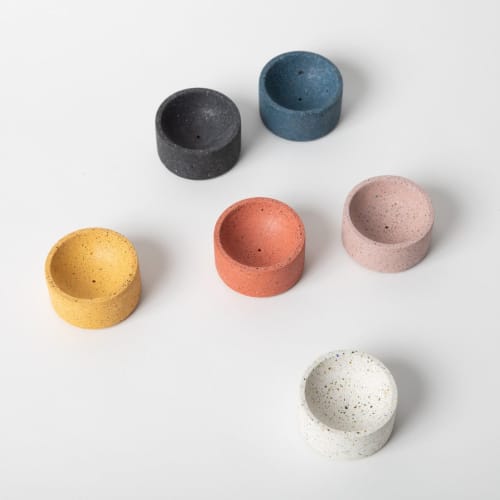 Incense Holders (Round) - Terrazzo | Decorative Objects by Pretti.Cool. Item composed of concrete & glass