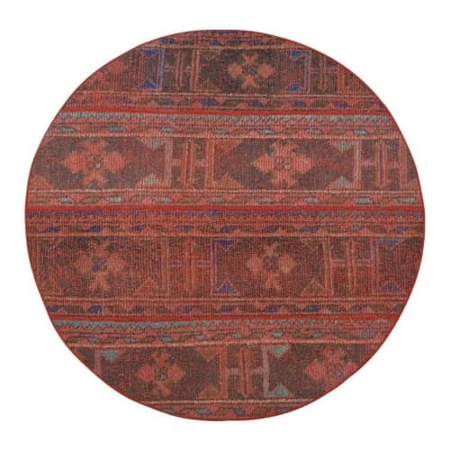 Vintage Turkish Handmade Patchwork Round Rug 3'6'' X 3'6'' | Small Rug in Rugs by Vintage Pillows Store. Item made of cotton