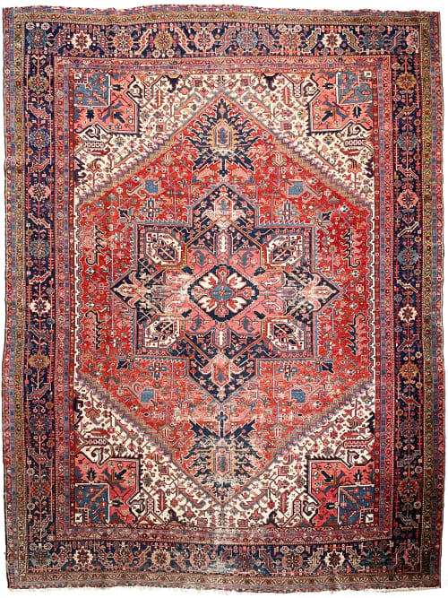 TRUE KING | Mighty Iconic Antique Karaja | Deep Strawberry | Area Rug in Rugs by The Loom House. Item composed of fiber