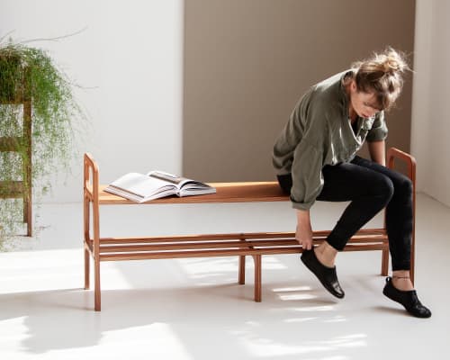 Modern entryway bench with shoe online storage