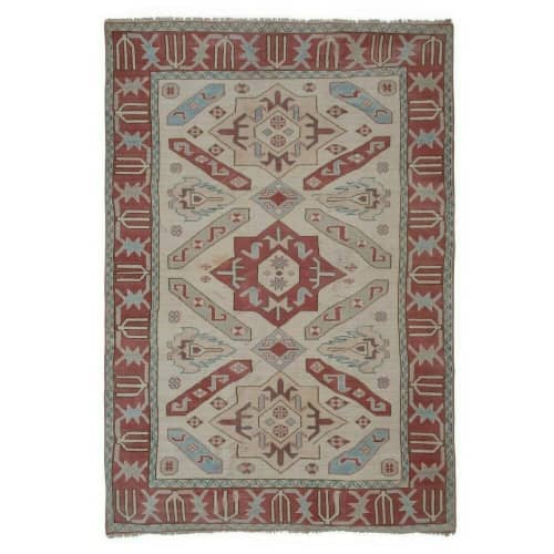 Turkish Oushak Rug With Mid-Century Modern Style in Soft | Area Rug in Rugs by Vintage Pillows Store. Item composed of cotton and fiber