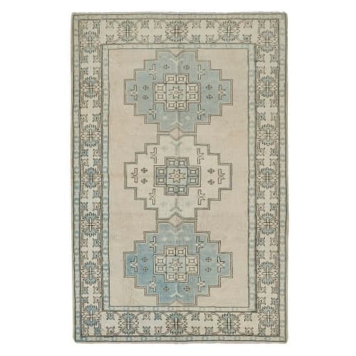 Vintage Hand-knotted Anatolian Village Wool Rug, Floor Cover | Area Rug in Rugs by Vintage Pillows Store. Item composed of cotton