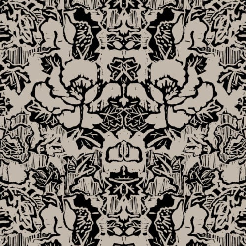 Indian Floral (Med), Taupe | Fabric in Linens & Bedding by Philomela Textiles & Wallpaper. Item composed of linen