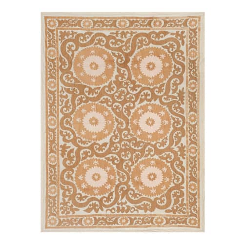 Vintage Pastel Coloured Central Asian Suzani Embroidery - Tr | Tablecloth in Linens & Bedding by Vintage Pillows Store