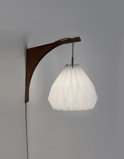 Misaki Wall Lamp | Sconces by La Loupe. Item composed of wood & linen
