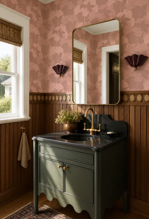 Gingko Vignette Wallpaper, peach | Wall Treatments by Samantha Santana Wallpaper & Creative Studio