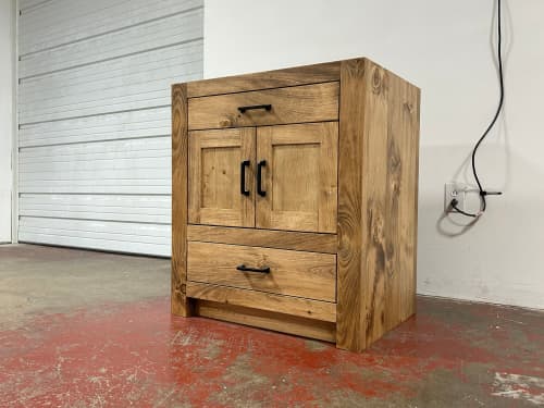 MODEL 1090 - Custom Single Sink Vanity | Countertop in Furniture by Limitless Woodworking. Item composed of maple wood in mid century modern or contemporary style