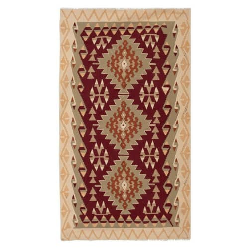 Vintage Turkish Kayseri Kilim Rug 4' X 7'5" | Area Rug in Rugs by Vintage Pillows Store. Item made of wool & fiber