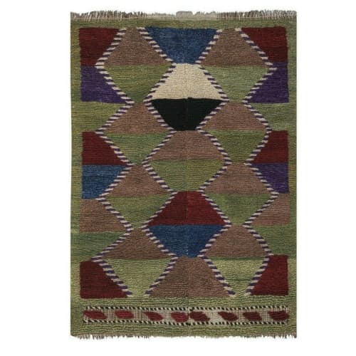 Vintage Tulu Rug, Organic Wool Soft Wool Pile Shaggy Carpet | Area Rug in Rugs by Vintage Pillows Store. Item made of cotton & fiber