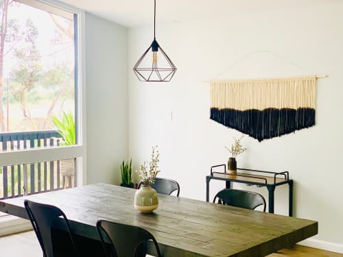 Large Modern Black Dyed Macrame Wall Hanging | Wall Hangings by Love & Fiber | San Diego in San Diego. Item made of bamboo & cotton